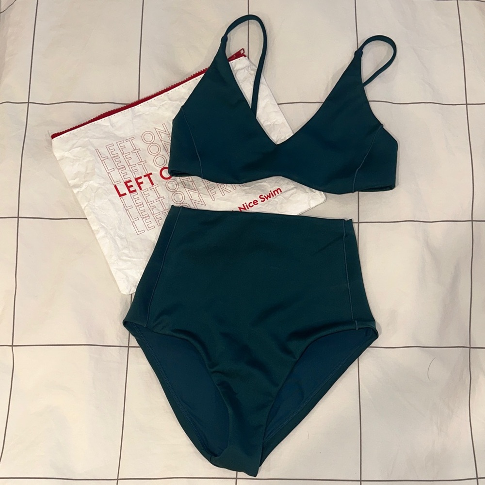 Left On Friday Deep End Teal High-Waist Bikini Set